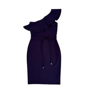 Jessica Simpson One-Shoulder Navy Dress